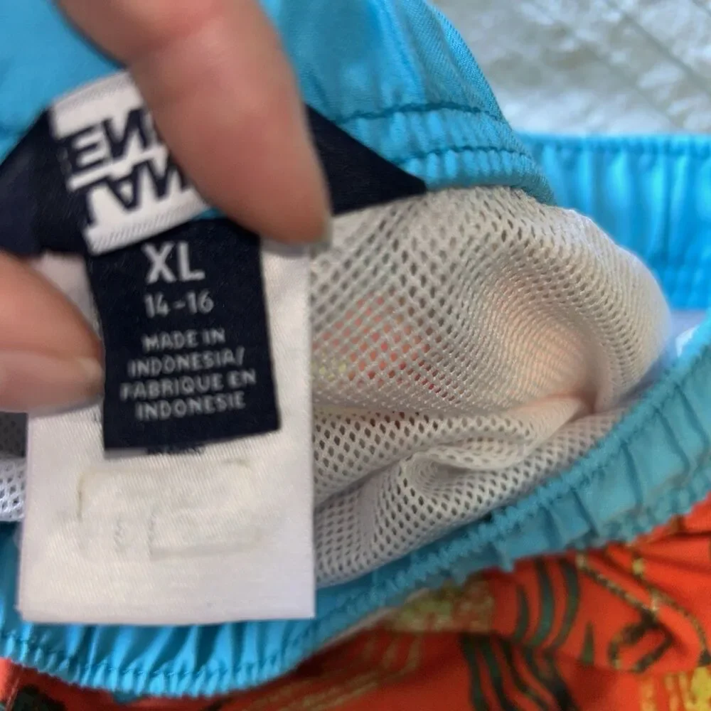 Lands' End Boys Youth XL Swim Trunks Shorts Jellyfish Print Elastic Waist